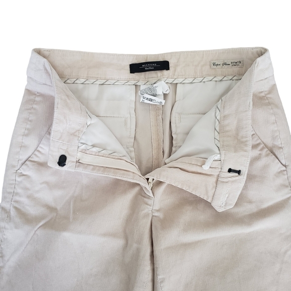 Max Mara Off White Corduroy Straight Leg Mid Rise Cropped Pants - Picture 5 of 11